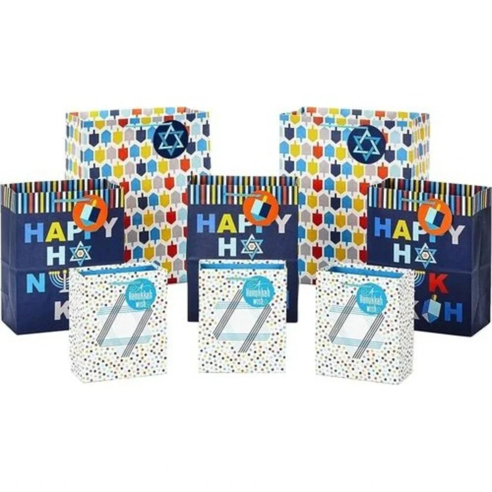 Hallmark Hanukkah Assorted Gift Bag Bundle Dreidel Star of David Set 5XGB1401